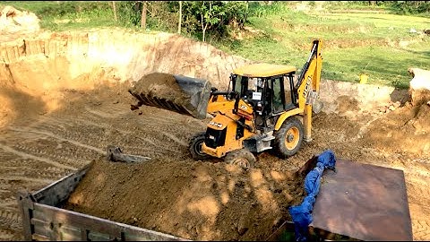 JCB Backhoe Dozer Loading Soil Into Tipper - JCB Vs Tripper Video