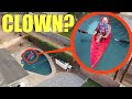 when you see this in your backyard pool you need to RUN away FAST!! (Drone catches Clown on Kayak)