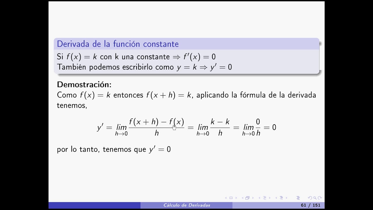 Derivadas 26 Derivada De La Función Constante Youtube