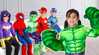 Ellie Superheroes Adventure: Kid Becomes Batgirl Spiderman Hulk \u0026 Flash