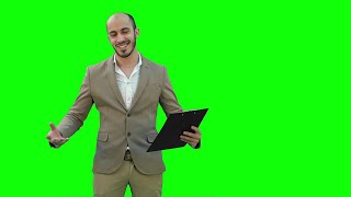 Man making business presentation Green screen