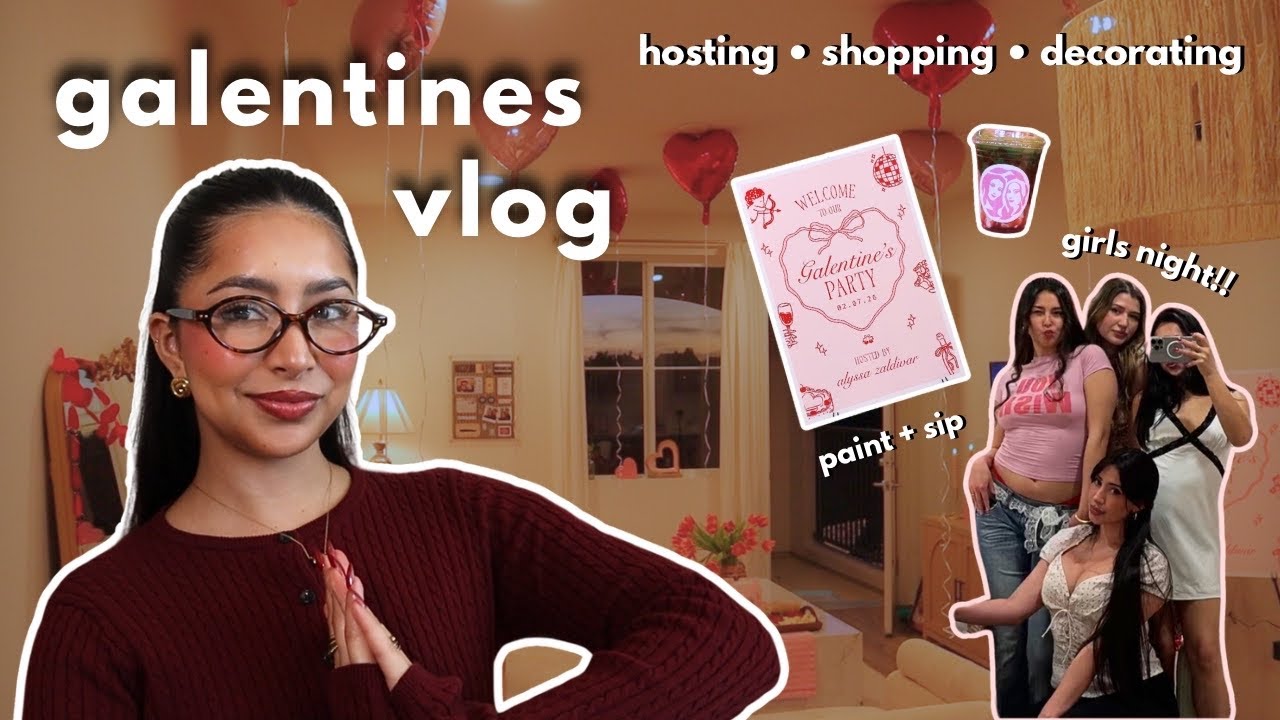 HOSTING THE ULTIMATE GALENTINE’S DAY PARTY 💕 | pink aesthetic, girls night, party inspo & prep!