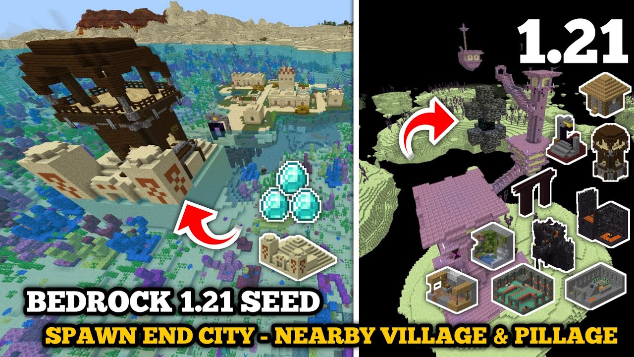 Bedrock Seed Minecraft 1 21 Seed End City Spawn Village Pillage bedrock-seed-minecraft-1-21-seed-end-city-spawn-village-pillage