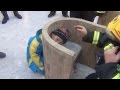 Firefighters Rescue Boy Stuck in Stone Bench