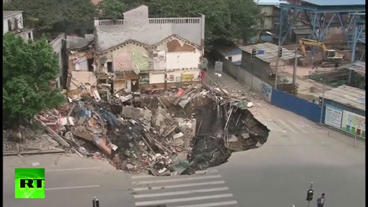 Dramatic Video Giant Sinkhole Swallows House In China