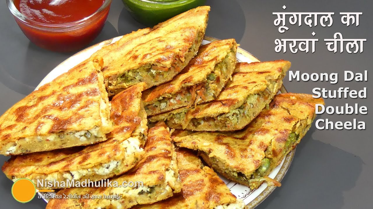 Moong Dal Cheela Layered | मूंगदाल का भरवां डबल चीला । Stuffed Moong Dal Double Chilla