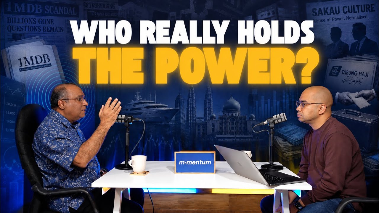 Thumbnail asal MOMENTUM episod 6 bersama Ibrahim Sani dan Edmund Terence Gomez tentang ekonomi Malaysia, GLC dan GLIC.