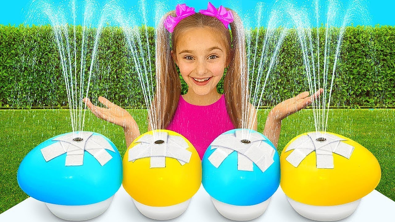 ⁣Divertidos juegos al aire libre con juguetes inflables durante las vacaciones de verano de Sasha