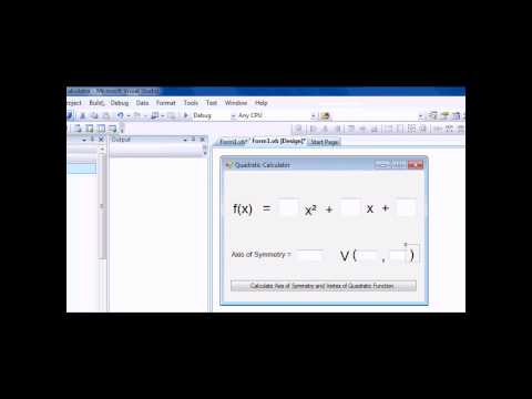 Visual Basic 2008 ~ Quadratic Function Calcualtor (1080p Quality Test)