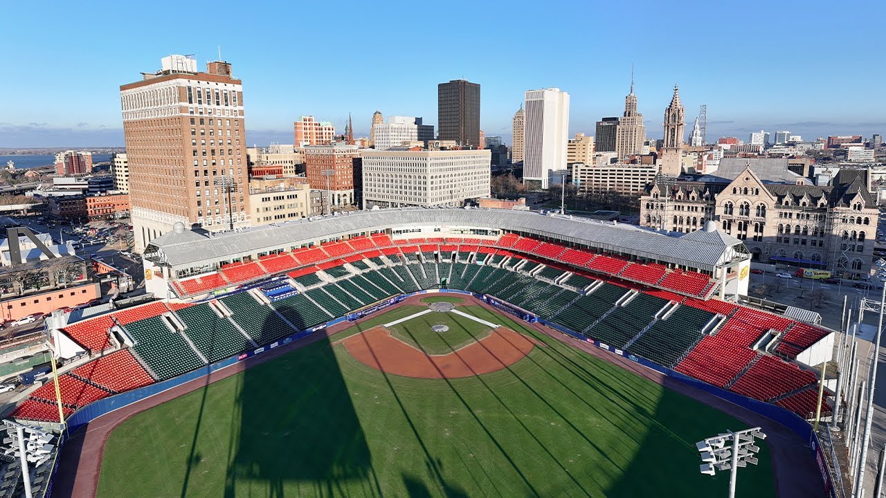 Exploring buffalo s historic ballpark sahlen field by drone youtube