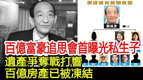 百億富豪鄧成波追思會首曝光私生子！遺產爭奪戰打響，大房二房已聯手，百億房產已被凍結︱鄧成波︱鋪王︱香港富豪#HK娛樂驛站 - 天天要聞
