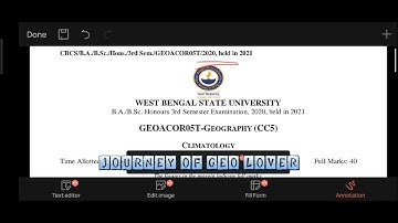 2020- CC5 Geography Honours 3rd sem questions paper,WBSU,(held in 2021)/ Climatology Question paper