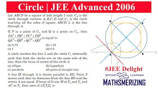 JEE Delight | JA 2006 | Circle C1 inscribed in a square ABCD & C2 is a circle passing through ABCD