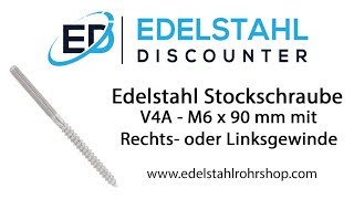 Edelstahl Stockschrauben M6 x 90 mm - V4A