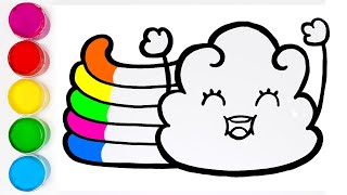 Drawing and Coloring - Rainbow Cloud screenshot 5