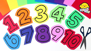 [숫자놀이] 색종이에 1-10까지 숫자 그림 그리고 가위로 오리기 | 숫자 쓰기, 숫자 세기, color name, for Kids