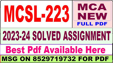 mcsl 223 solved assignment 2023-24 || mcsl 223 solved assignment 2024 in English || ignou mcsl223