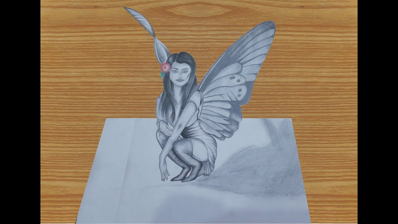 How to draw 3d fairy easy II 3d fairy drawing II Fairy Drawing