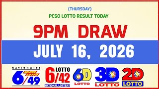Lotto Results Today 9pm Draw July 16, 2026 PCSO 6/49, 6/42