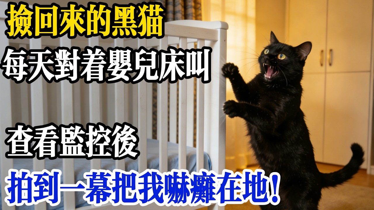 撿回來的黑貓總對嬰兒床叫，安裝監控後，拍到的一幕讓我癱軟在地！