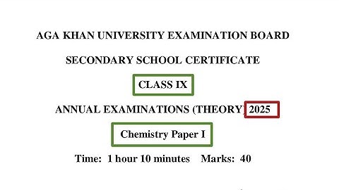 Akueb 9th Chemistery past paper 2025