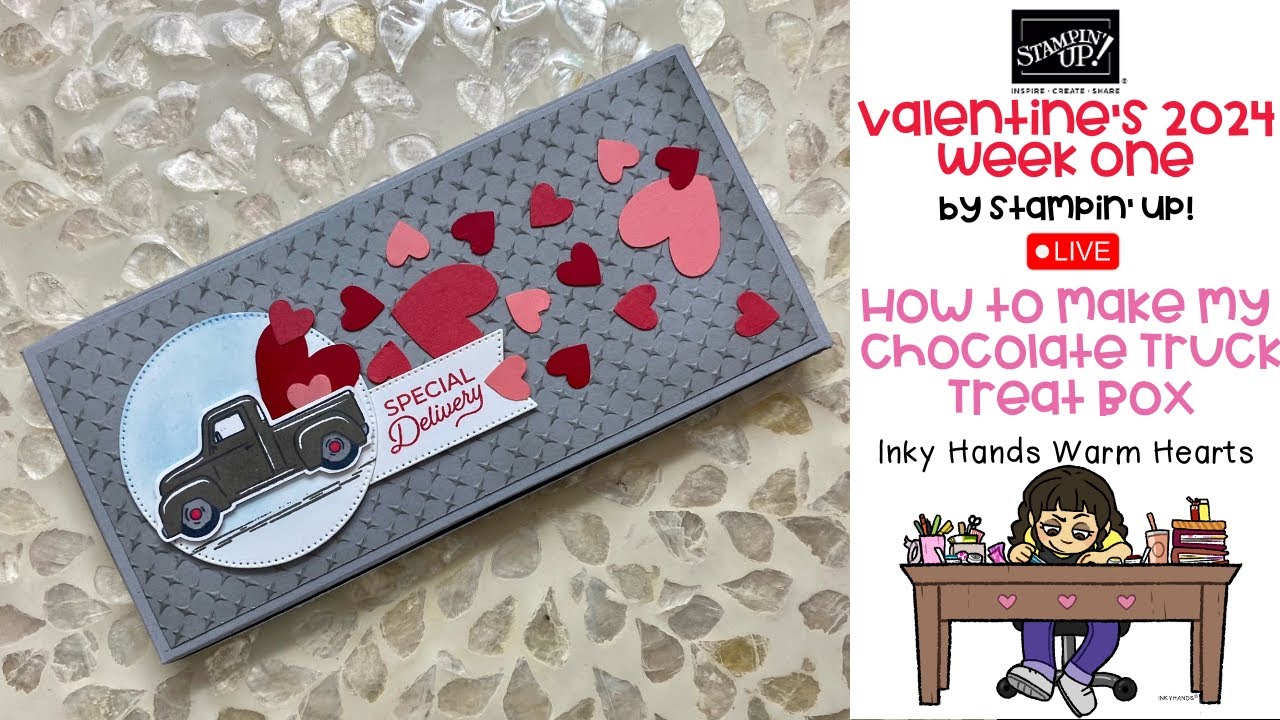How to Make My Chocolate Truck Treat Box - Trucking Along - Stampin' Up! - Inky Hands Warm Hearts