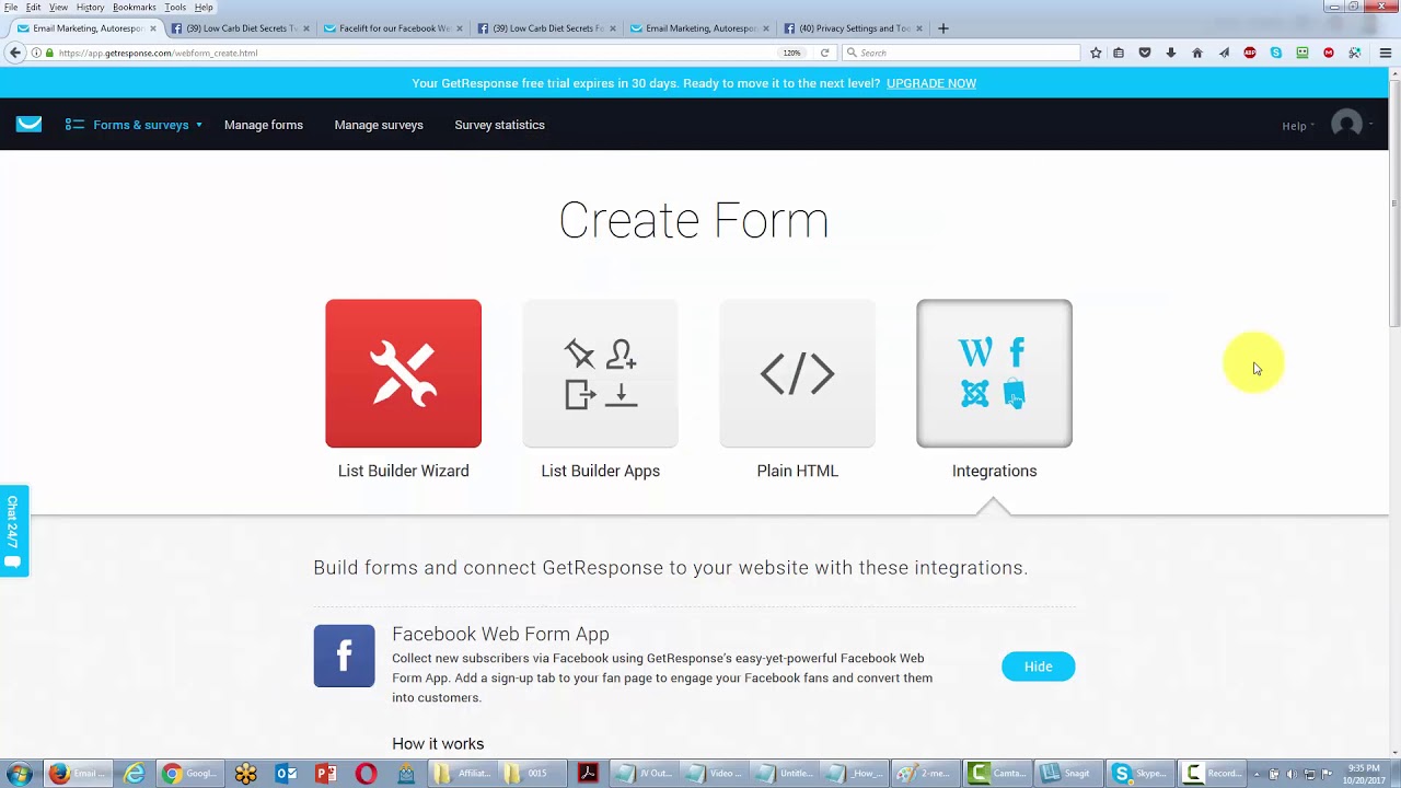 Get Response Integration With Facebook