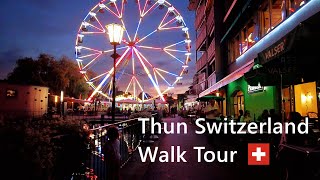 Walking in Thun Switzerland In The Evening 2022 | 4K Virtual City Walk Tour