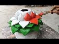 Cement Craft Ideas - How To Make Bonsai Pots Pink Lotus - DIY