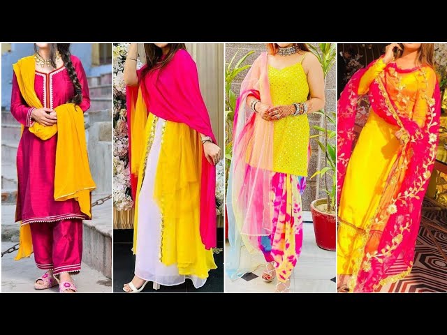 Buy Yellow Mirror Work Cotton Suit with Pink Organza Dupatta - Set of 3 |  RO74/ROOH1 | The loom