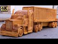 Wood Carving - Container Truck Wooden -  Amazing Woodworking Project | Wood World