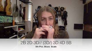 Modes Part 4: 5th Position Phrygian Mode &  Minor Pentatonic/ Blues Scale Harmonica Lesson