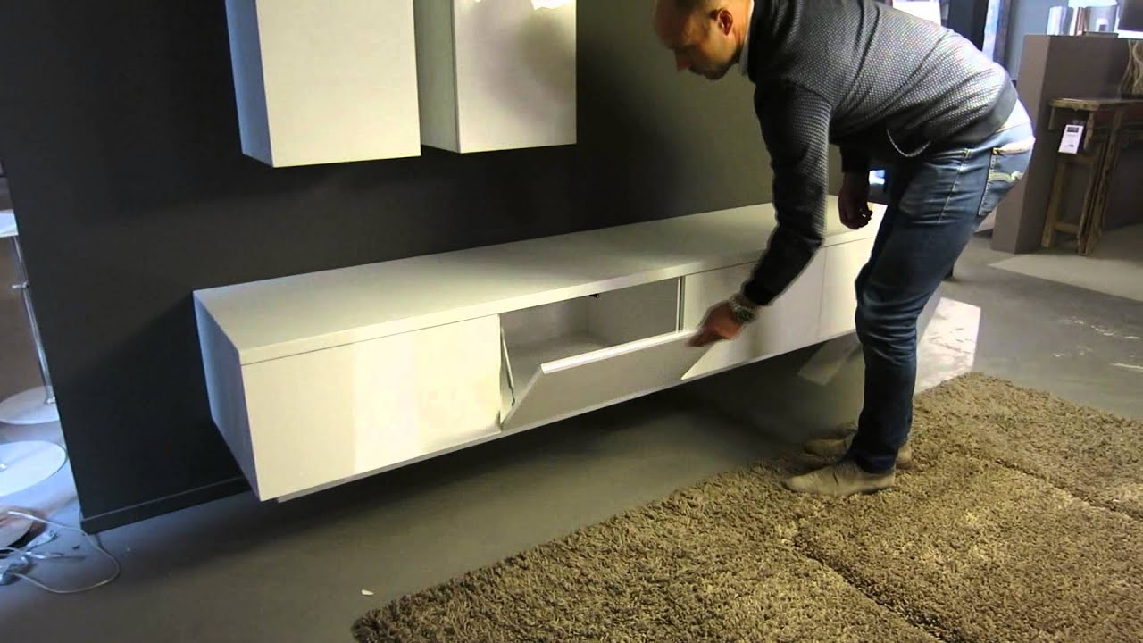 Zwevend design tv meubel hoogglans wit ho 19 2,4 youtube