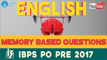 Memory Based Questions Of IBPS PO PRE 2017 | English |  Online Coaching for SBI IBPS Bank PO