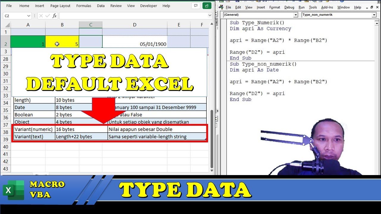 5. Tutorial VBA Excel Untuk Pemula | Type Data ( Numerik / Non Numerik ...