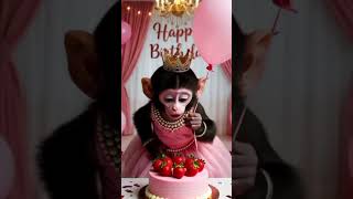 Baby Monkey Birthday Glam Show Cute Pink Dress & Funny Smile