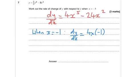 AQA Further Maths GCSE 2015 Paper 2 Q7 - Calculus