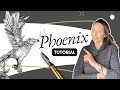 Draw a phoenix bird with dip pen and ink  easy stepbystep with template
