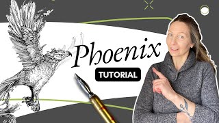 Draw a Phoenix bird with dip pen and ink | Easy stepbystep with template