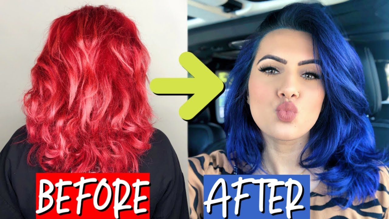 New Hair Red To Royal Blue Hair Transformation Bodmonzaid Youtube