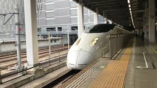 博多駅新幹線800系つばめN700Sのぞみ同時発車