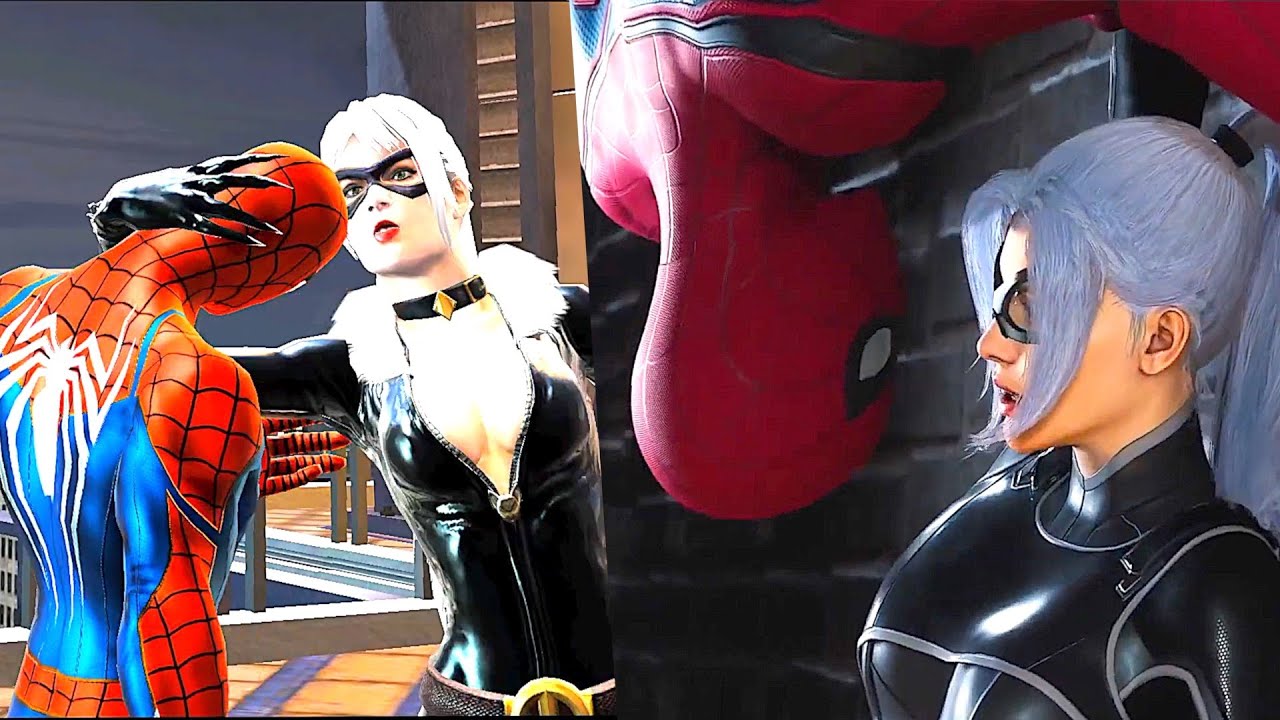 Spider Man Ps4 Black Cat Kiss All Spider Man Black Cat Romance/KISS Scenes In Video Games - YouTube