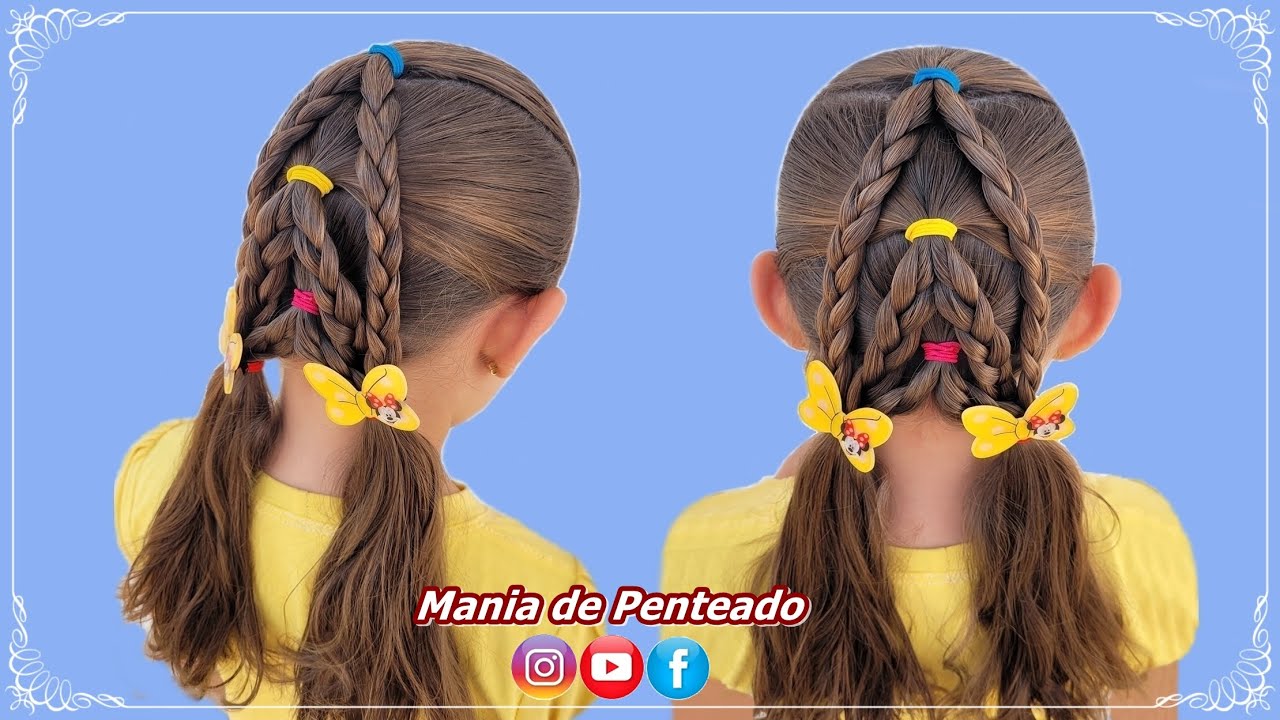 Penteado Infantil Escolar Rápido e Fácil | Quick & Easy Hairstyle for School | Hairstyle for Girls 🥰