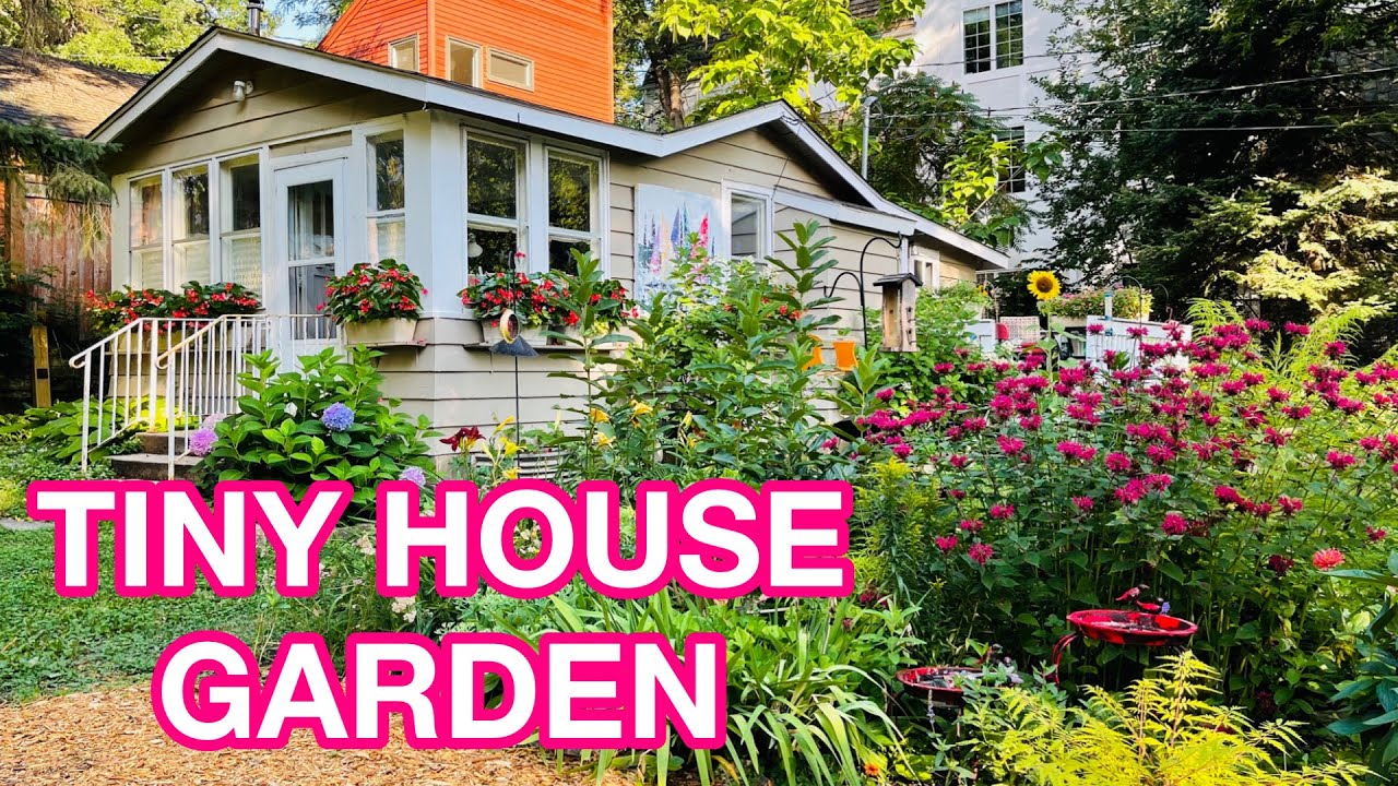 Beautiful Tiny House Cottage Garden Tour | Organic Sun and Shade Gardens | Birds, Bees, Butterflies