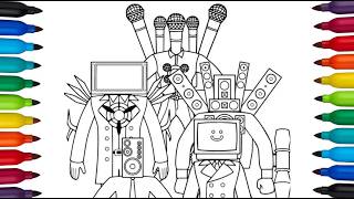 Skibidi Toilet - TITAN SPEAKERMAN & TITAN TV MAN Coloring Pages | Microphone Mecha Boss | NCS #234