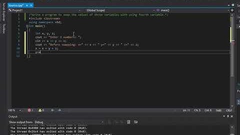 C++ Program To Swap 3 Variables Without Using Temporary Variable.