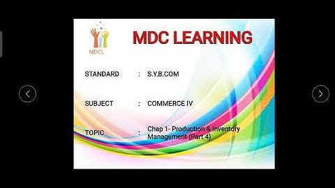 S. Y. B. Com. l Production and Inventory Management (Part-4) l Commerce