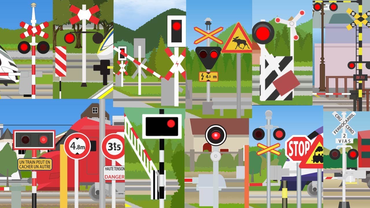 【踏切アニメ】2025年４K版世界のふみきりがいろんな場所でカンカン総集編😂😂😂Railroad crossings of the world on various places!!