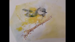 #84: Kohlmeise - experimentelles Aquarell