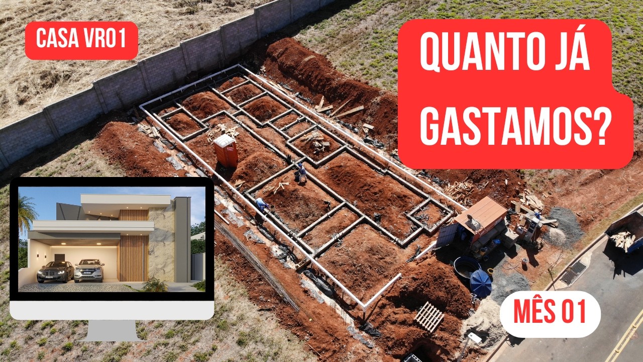 CASA DE 195m²: O que dá pra fazer no primeiro mês de obra e quanto custou?? (Projeto VR01)